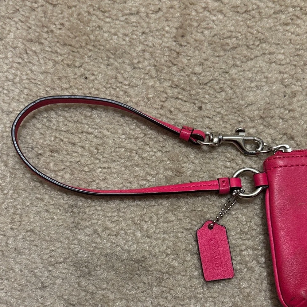 Coach Hot Pink Leather Wristlet